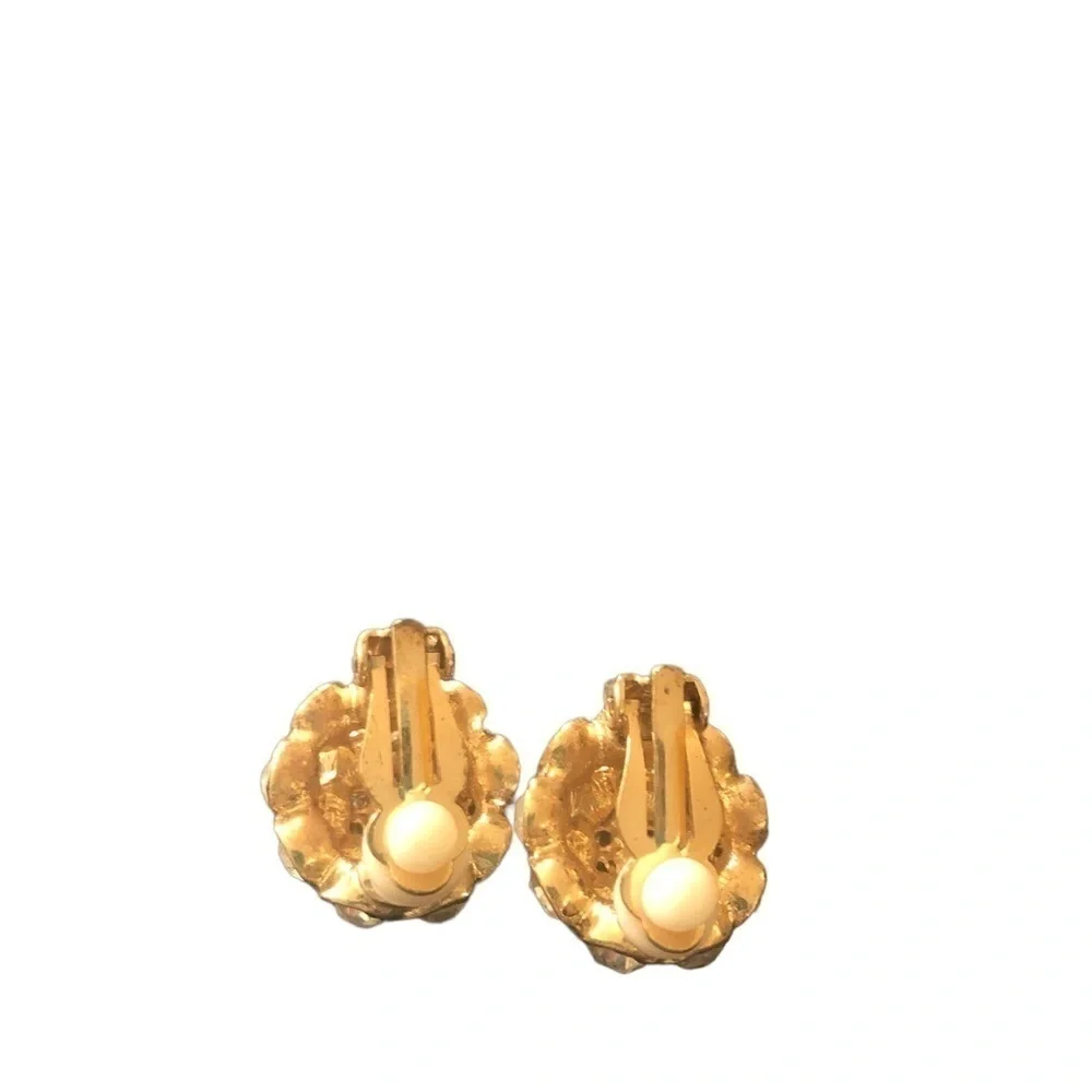 Vintage 4 Pair Clip On Earrings/Screw On Faux Pearl CZ Rhinestone Summer Fashion